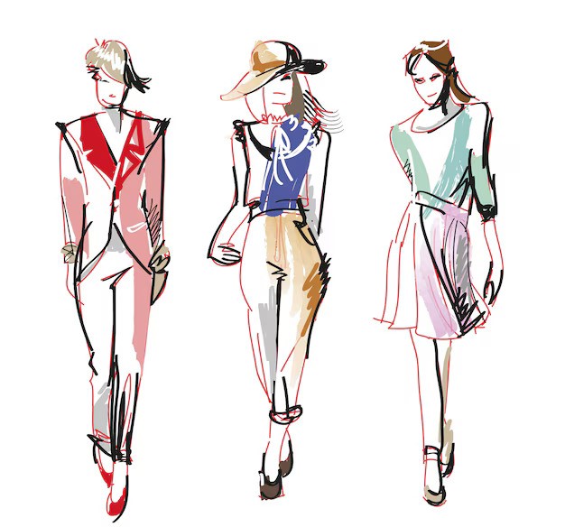 Gambar sketsa tangan dengan garis cepat dan ekspresif