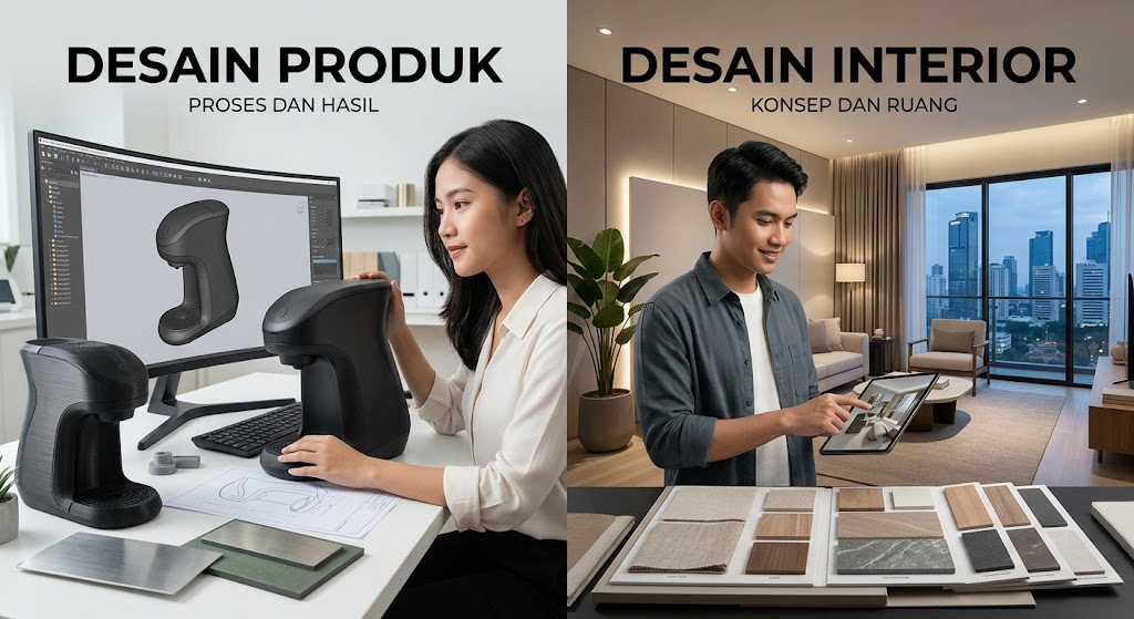Perbedaan objek kerja dan proses antara desain produk dan desain interior