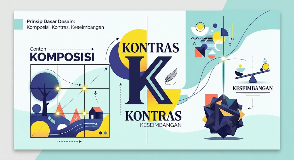 Contoh penerapan prinsip dasar desain komposisi, kontras, dan keseimbangan
